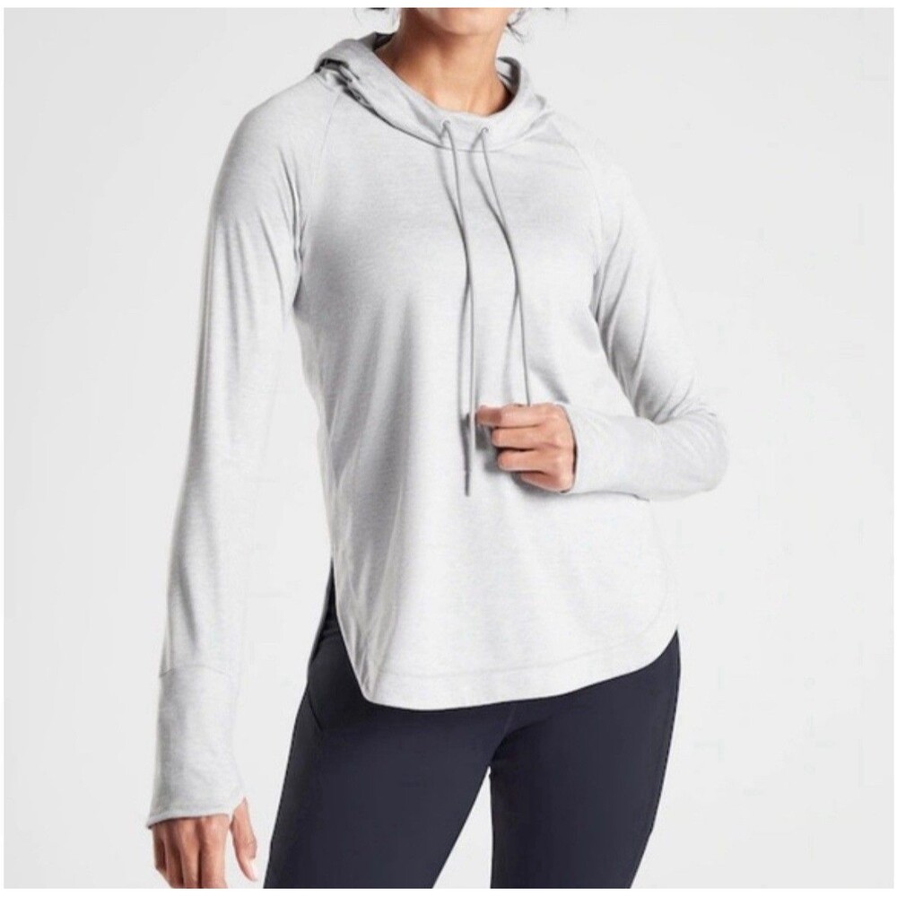 Athleta Uptempo Hoodie XL Tall Lightweight Norwegian Gray Athleisure Casual Run